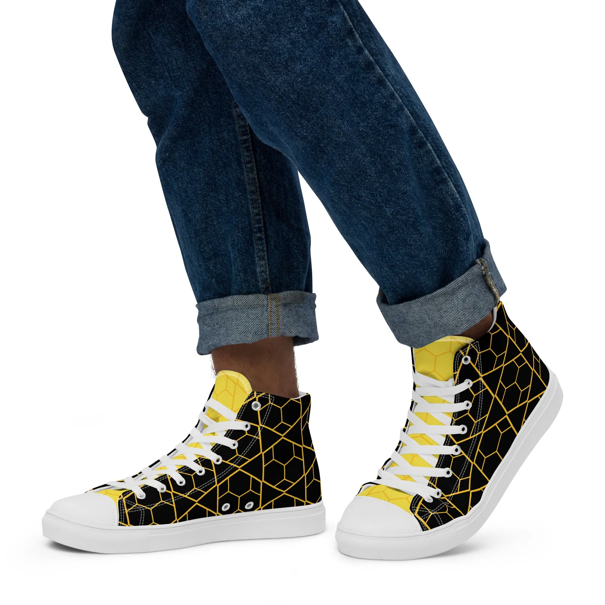 Men’s high top canvas sneaker with design pattern - Benjamin