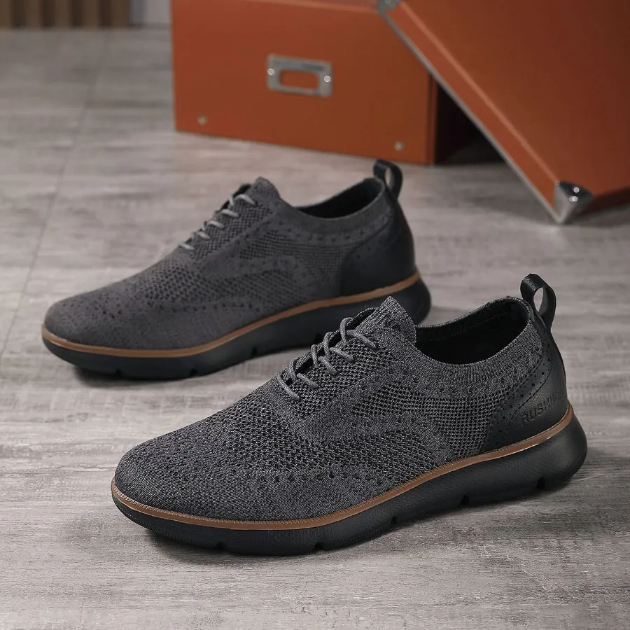 Men's lace Up Casual Shoes Oxford Knitted Breathable Lightweight Comfortable Walking Business Dress Sneakers