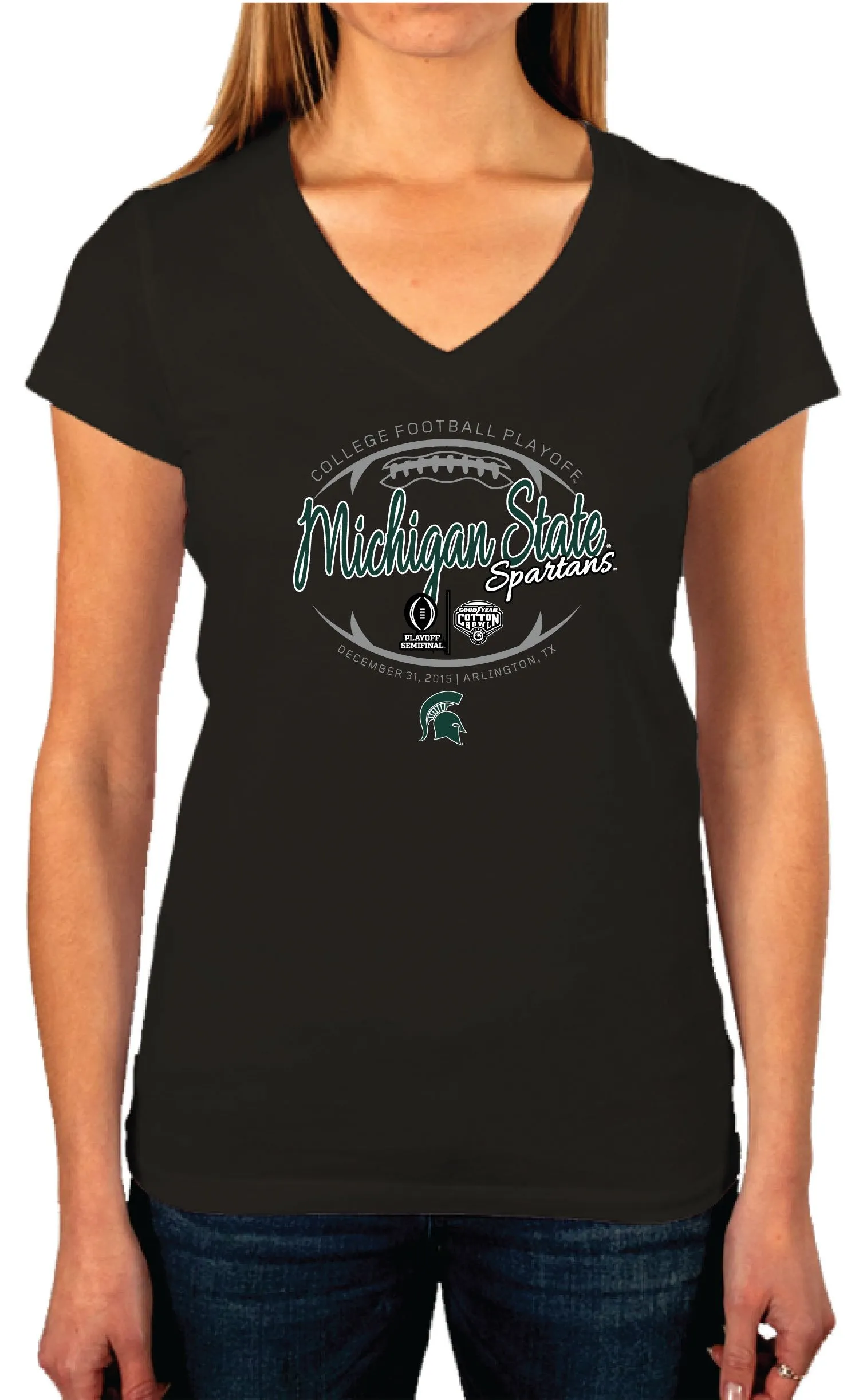 Michigan State Spartans 2016 College Football Playoff Women Black T-Shirt