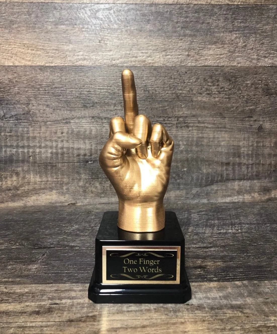 Middle Finger Fantasy Football League FFL Worst Stats Trophy Funny Flipping You The Bird F*ck You Trophy One Finger Two Words Award