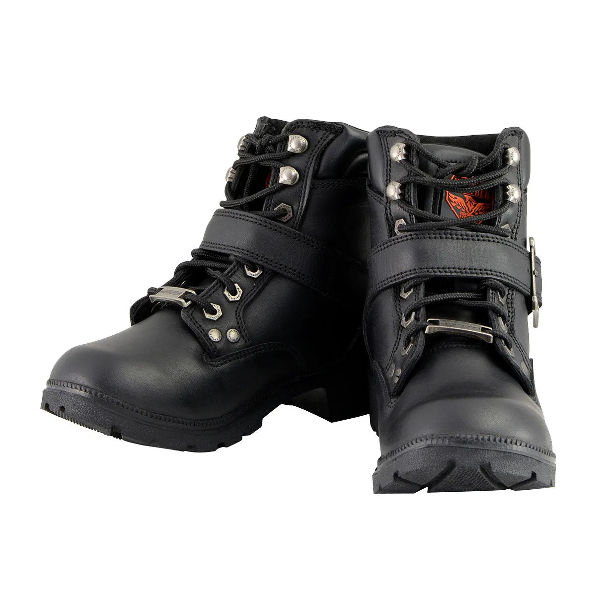 Milwaukee Leather MBL9310 Women's Lace-Up Black Engineer Motorcycle Boots