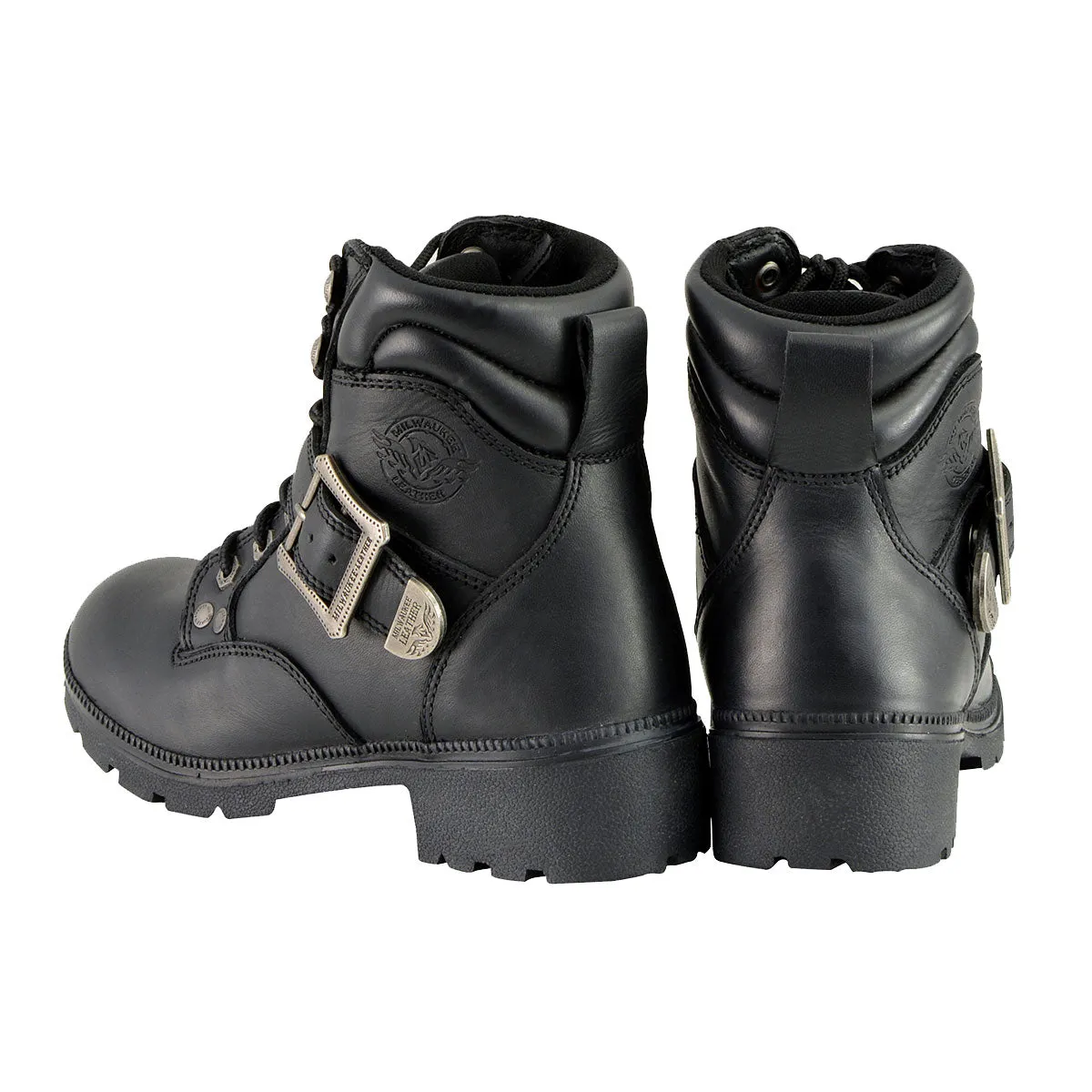 Milwaukee Leather MBL9310 Women's Lace-Up Black Engineer Motorcycle Boots