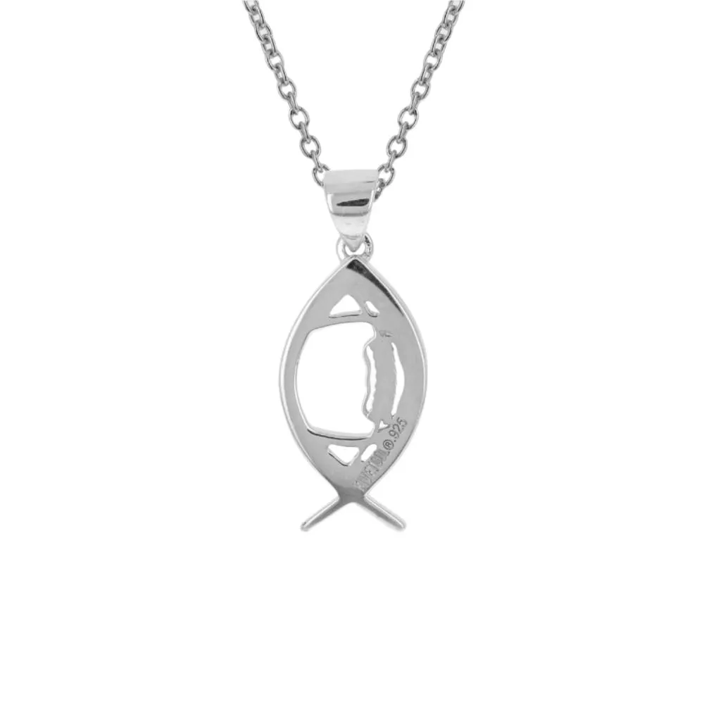 Mini Ichthys Football Necklace | Sterling Silver