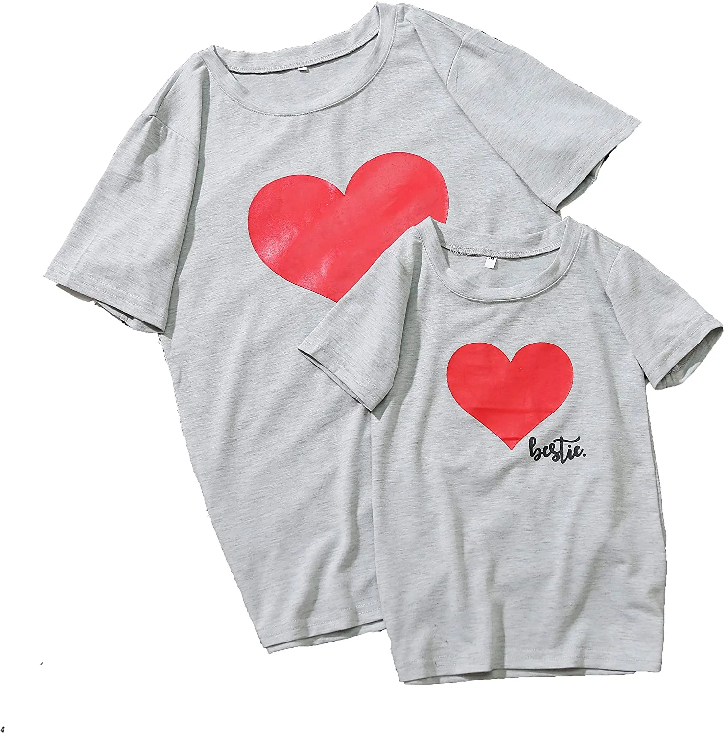 Mommy and Me Short Sleeves Shirts Love Heart Printed T-Shirt Tops Blouse Mother Daughter Matching Clothes Outfits