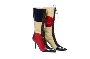 Moschino - Red, White and Blue Star Lace Up Boots - IT 37 1/2