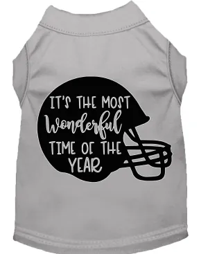 Most Wonderful Time Of The Year (football) Screen Print Dog Shirt Grey Xxl