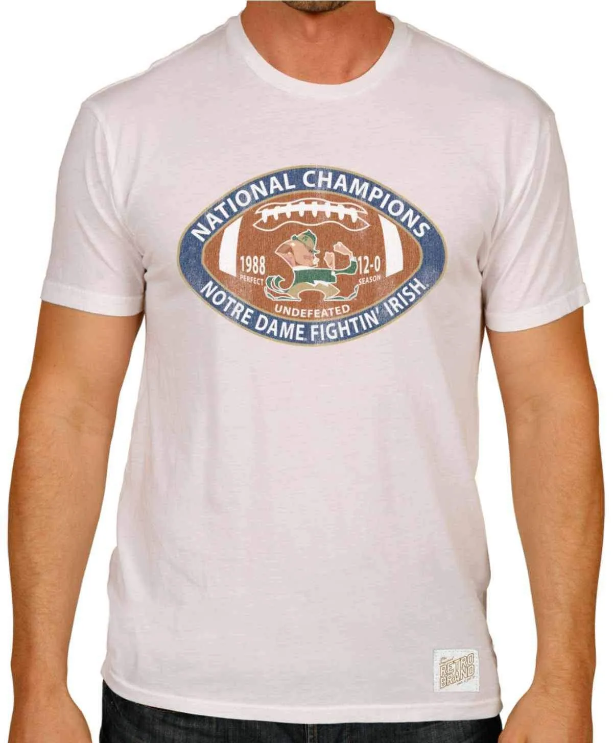 Notre Dame Fighting Irish Retro Brand White 1988 National Champions T-Shirt