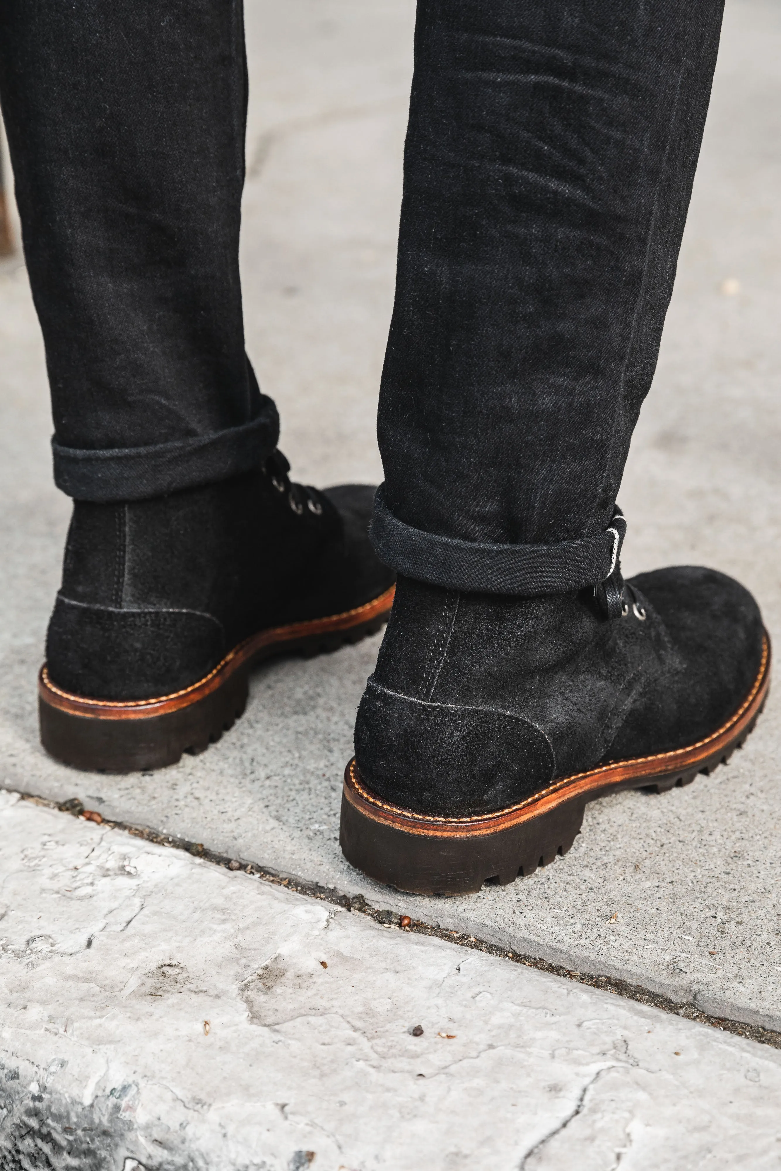 Oak Street Bootmakers x ButterScotch - Black Oil Tan Roughout Trench Boots