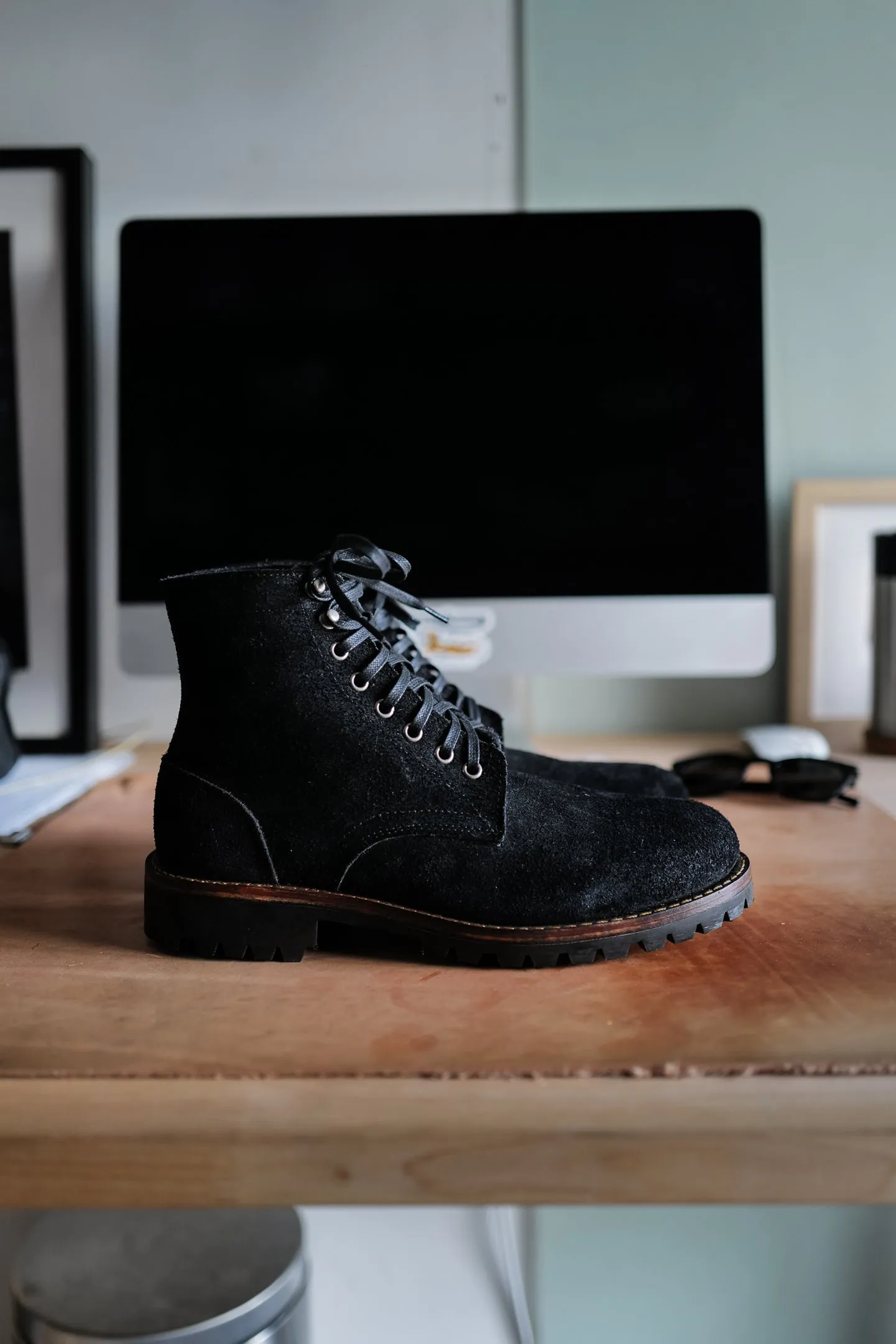 Oak Street Bootmakers x ButterScotch - Black Oil Tan Roughout Trench Boots