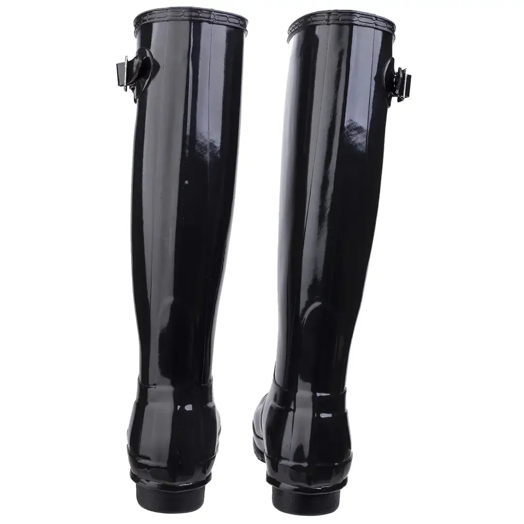 Original Tall Gloss Wellington Boots - Black by Hunter