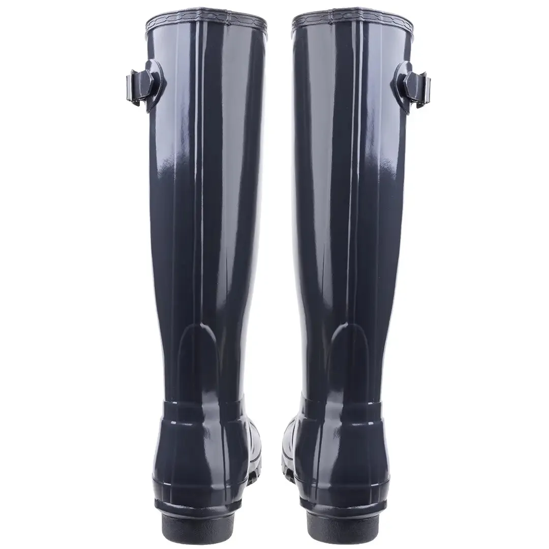 Original Tall Gloss Wellington Boots - Dark Slate by Hunter