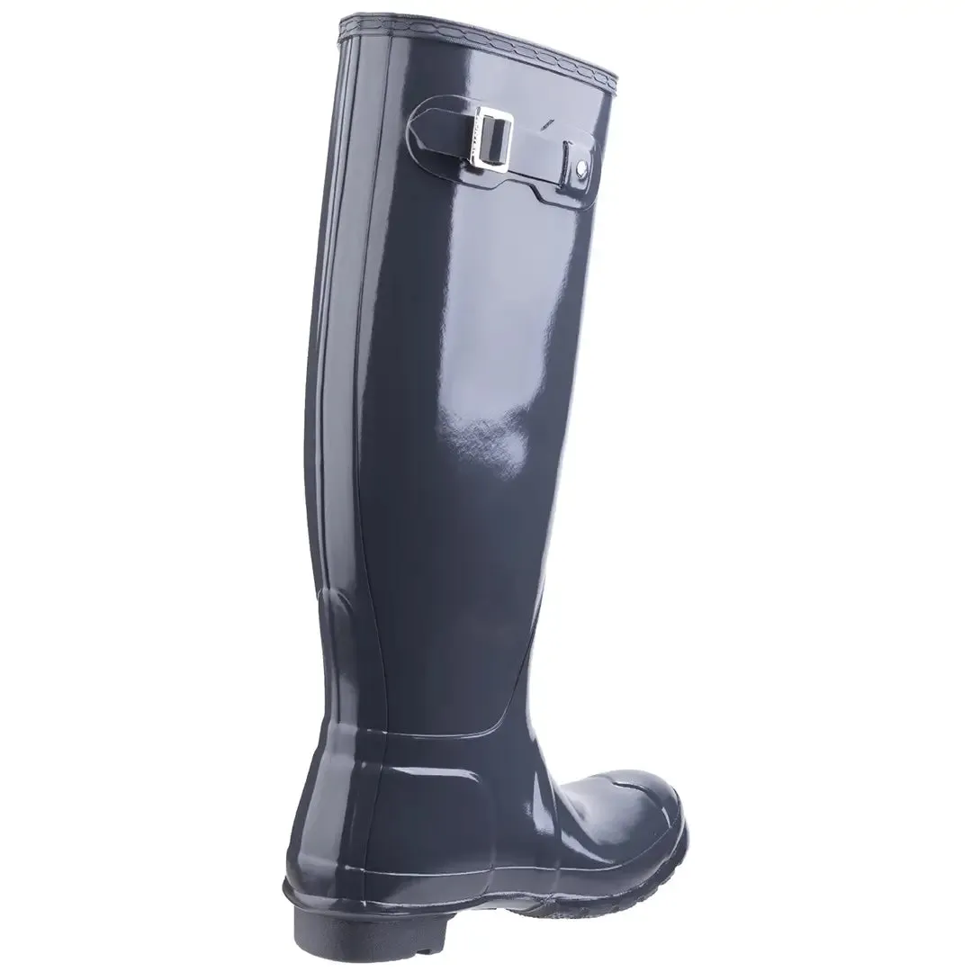 Original Tall Gloss Wellington Boots - Dark Slate by Hunter