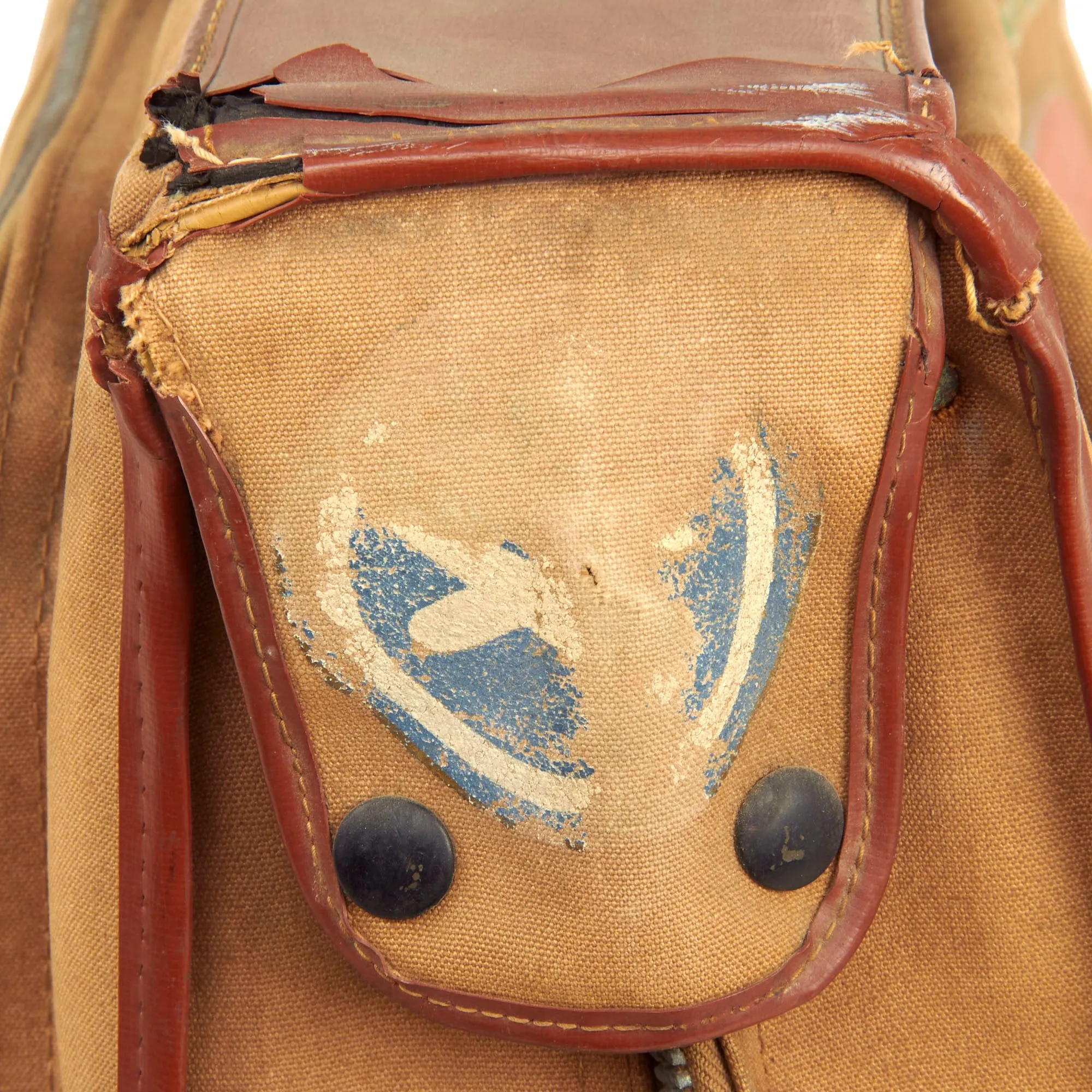 Original WWII Occupation of Japan Far East Command Miss Airborne Pinup Girl Hand Painted B-4 Flight Bag of Stanley G. Sheridan