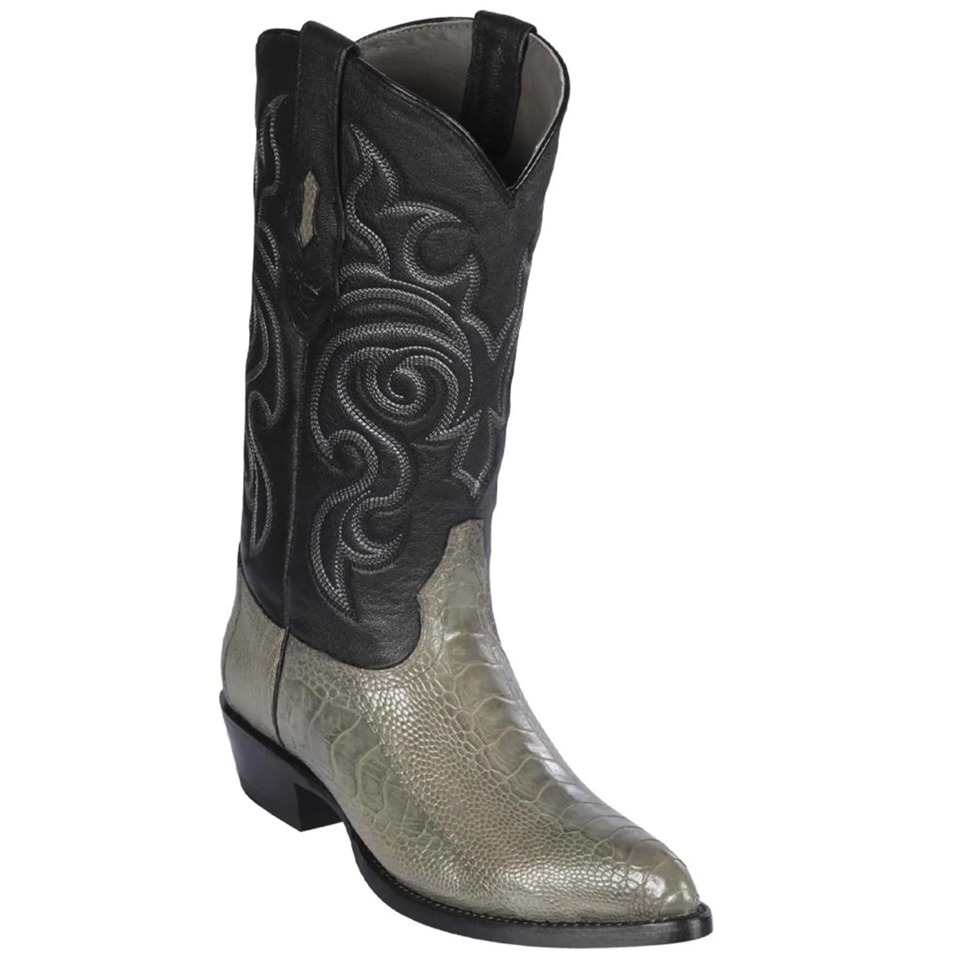 Ostrich Leg Grey Cowboy Boots