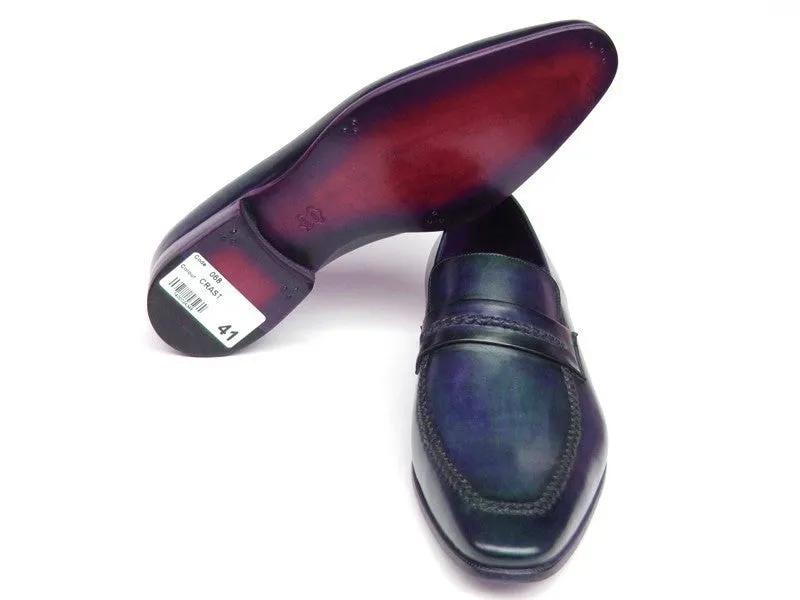 Paul Parkman Men's Loafer Shoes Navy Leather Upper And Leather Sole