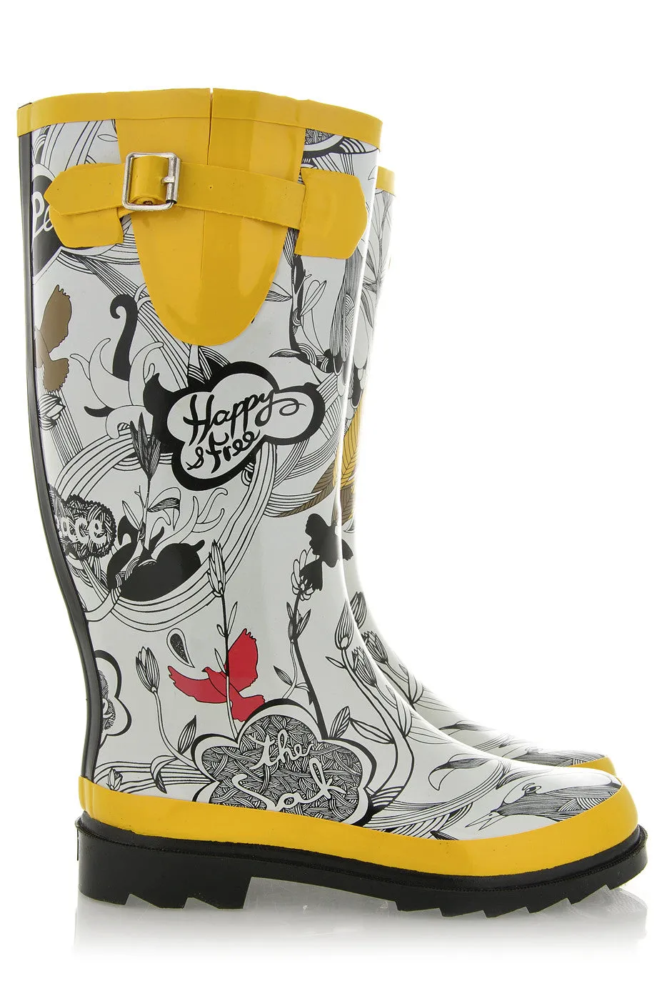 PEACE Yellow Rain Boots