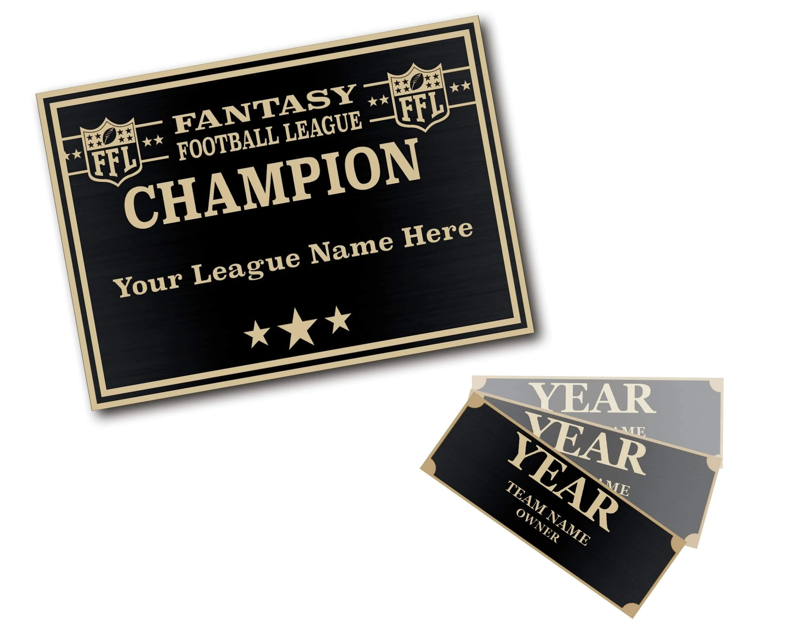 Perpetual Trophy Engravings - Square Base - Fantasy Football - Gold