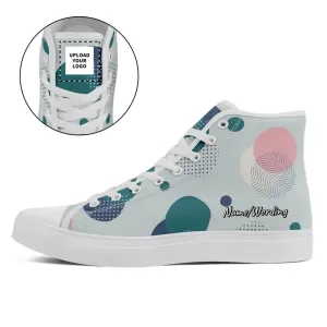 Personalized Flower Design Sneakers, Custom Canvas High-Top Shoes, Walking Shoes, Gift for Yoga Lovers