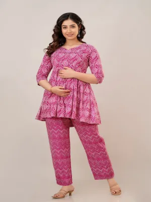 Pink Rayon Top and Pant Maternity Set