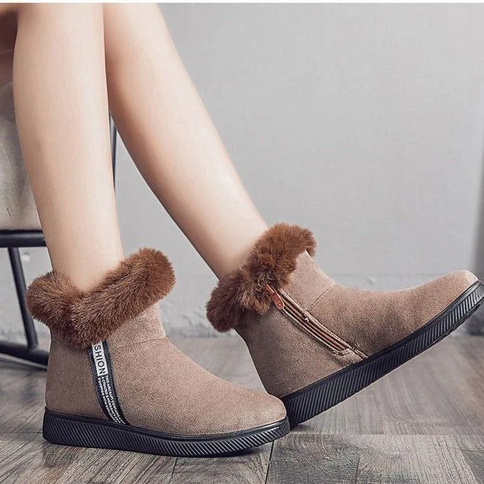 Platform Botas Women's Casual Shoes GCSZXC58 Ankle Boots Suede Plush Furry