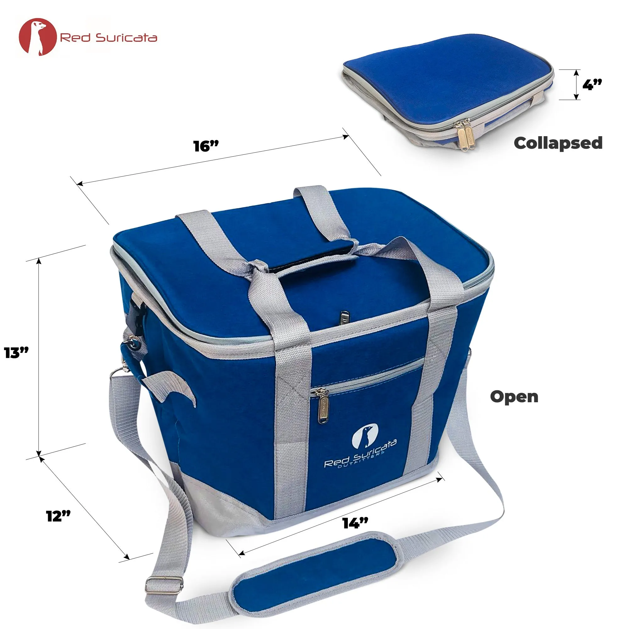 Red Suricata Heathered Blue/Grey Collapsible 45can 30L Cooler Bag