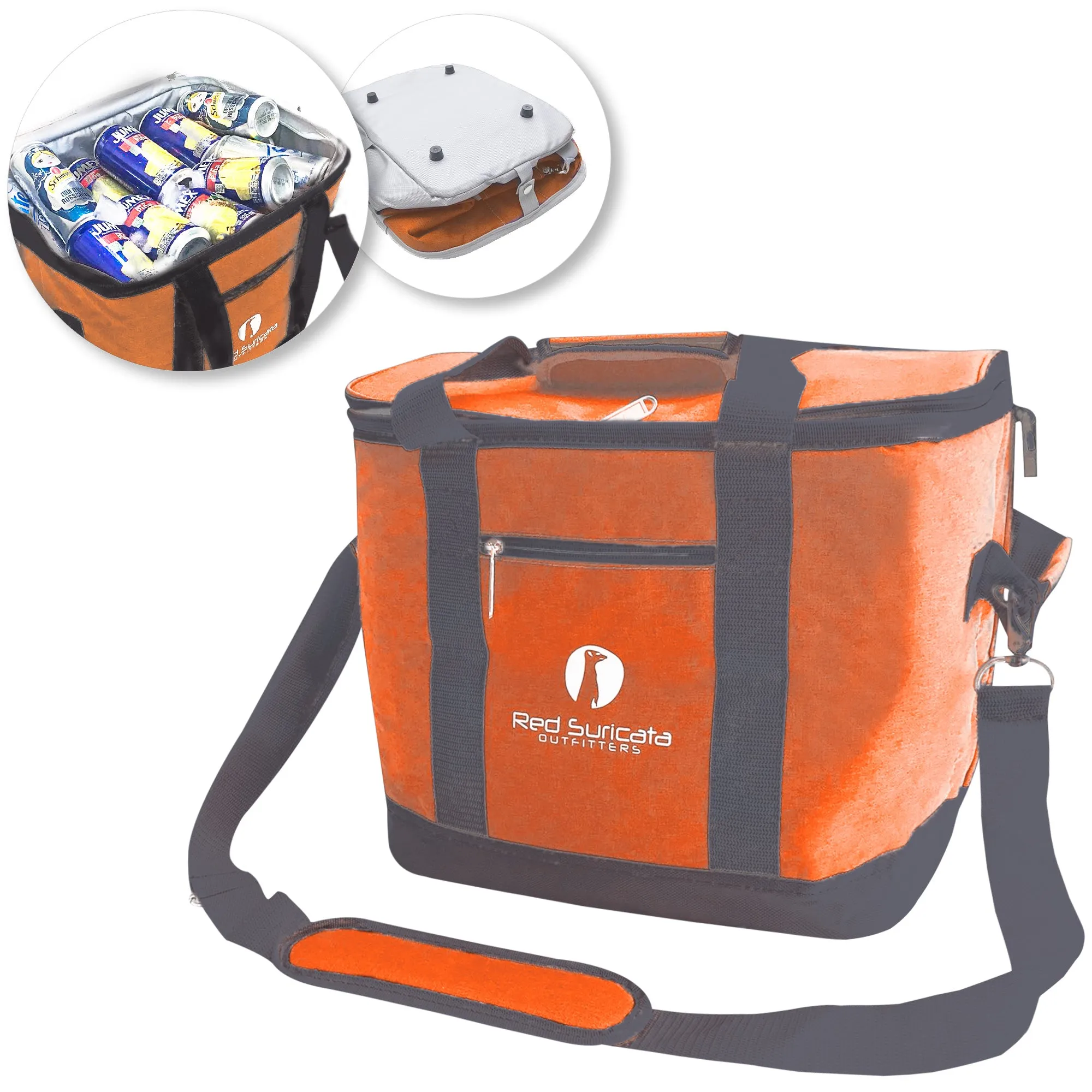 Red Suricata Heathered Orange/Grey Collapsible 45can 30L Cooler Bag