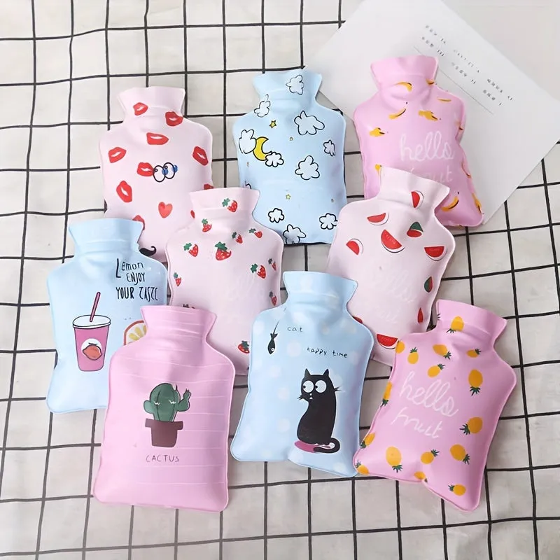 Reusable Cartoon Mini Hot/Cold Water Bottle - PVC, Multiple Designs Available, 1pc