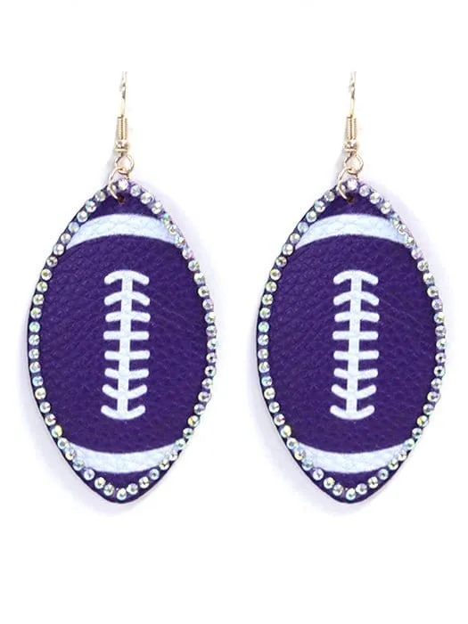 SE7117 Rhinestone Trim Football Earrings