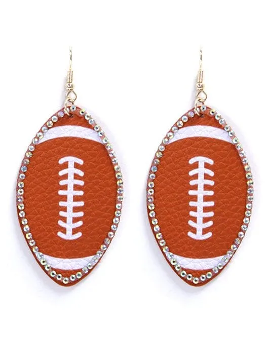 SE7117 Rhinestone Trim Football Earrings