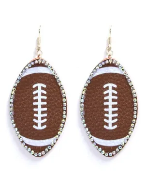 SE7117 Rhinestone Trim Football Earrings