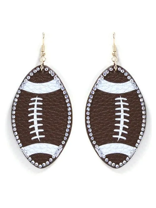 SE7131 Rhinestone Trim Football Earrings