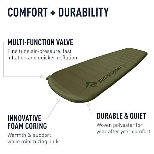 Sea to Summit Camp Plus Self-Inflating Foam Sleeping Mat for Camping, Tapered - Regular (72 x 20 x 3 inches)