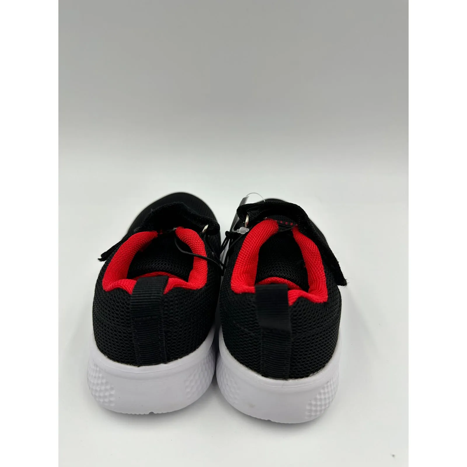 Small Kid Size 8, Black Sneaker with Red Trim, White Sole and Straps