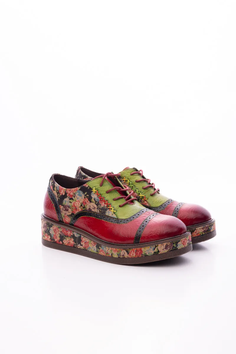 SOFFIA | JANIE FLORAL EMBOSSED LEATHER  PLATFORM OXFORD