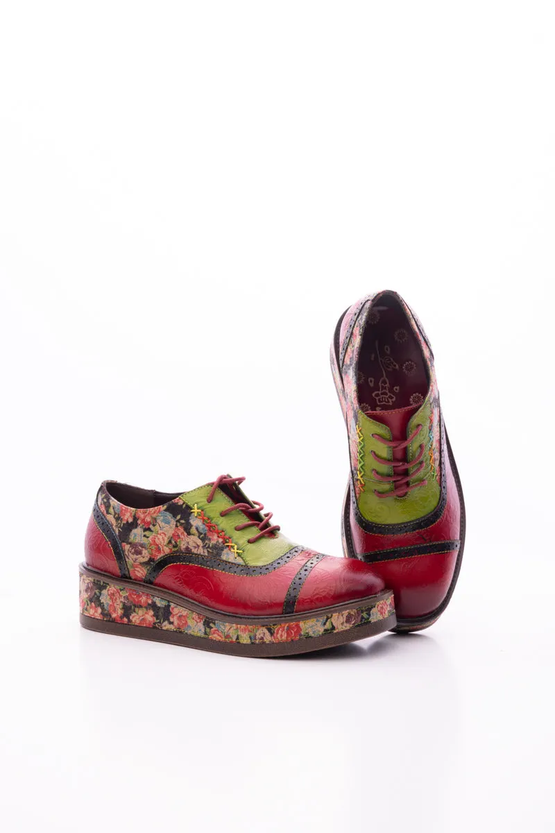 SOFFIA | JANIE FLORAL EMBOSSED LEATHER  PLATFORM OXFORD