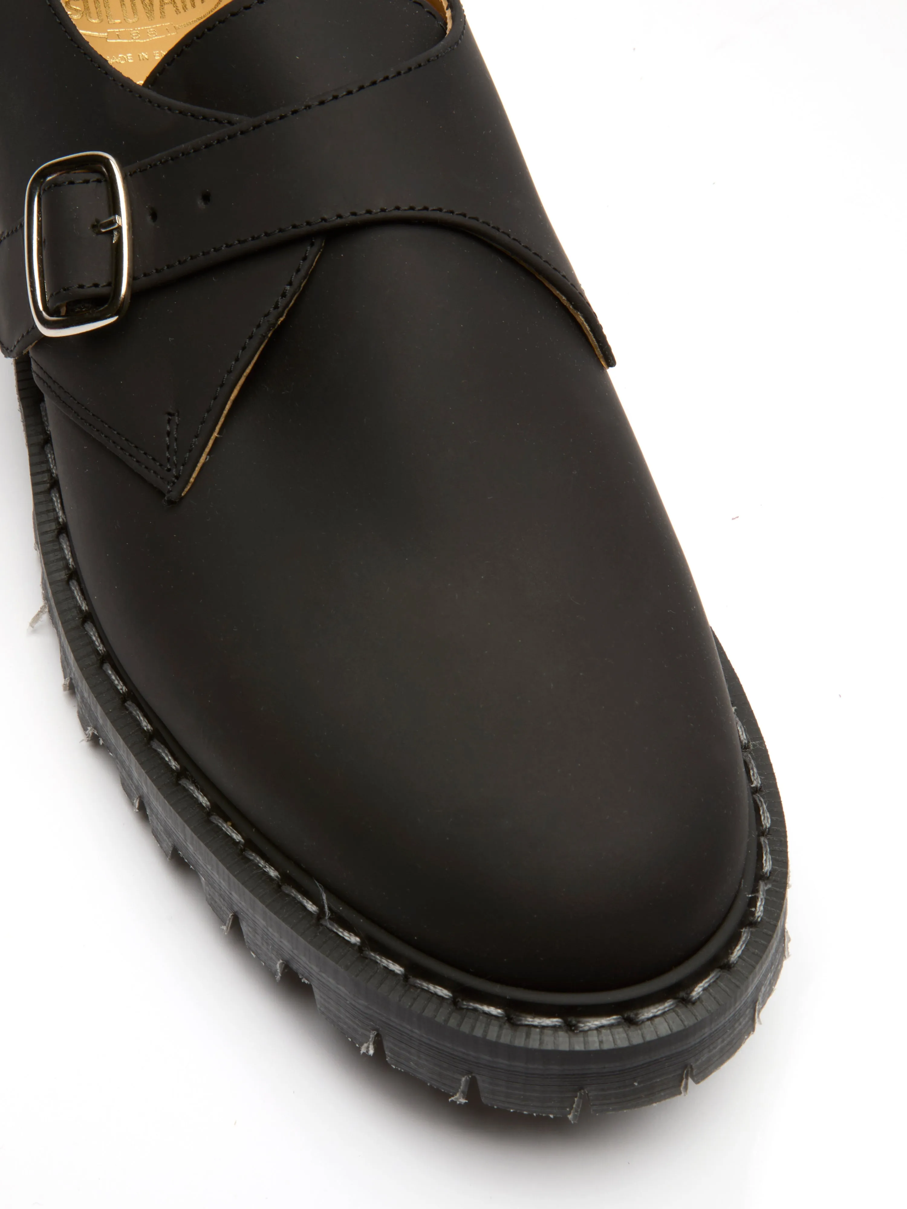 Solovair x Oliver Spencer Monk Strap Shoe Black Greasy