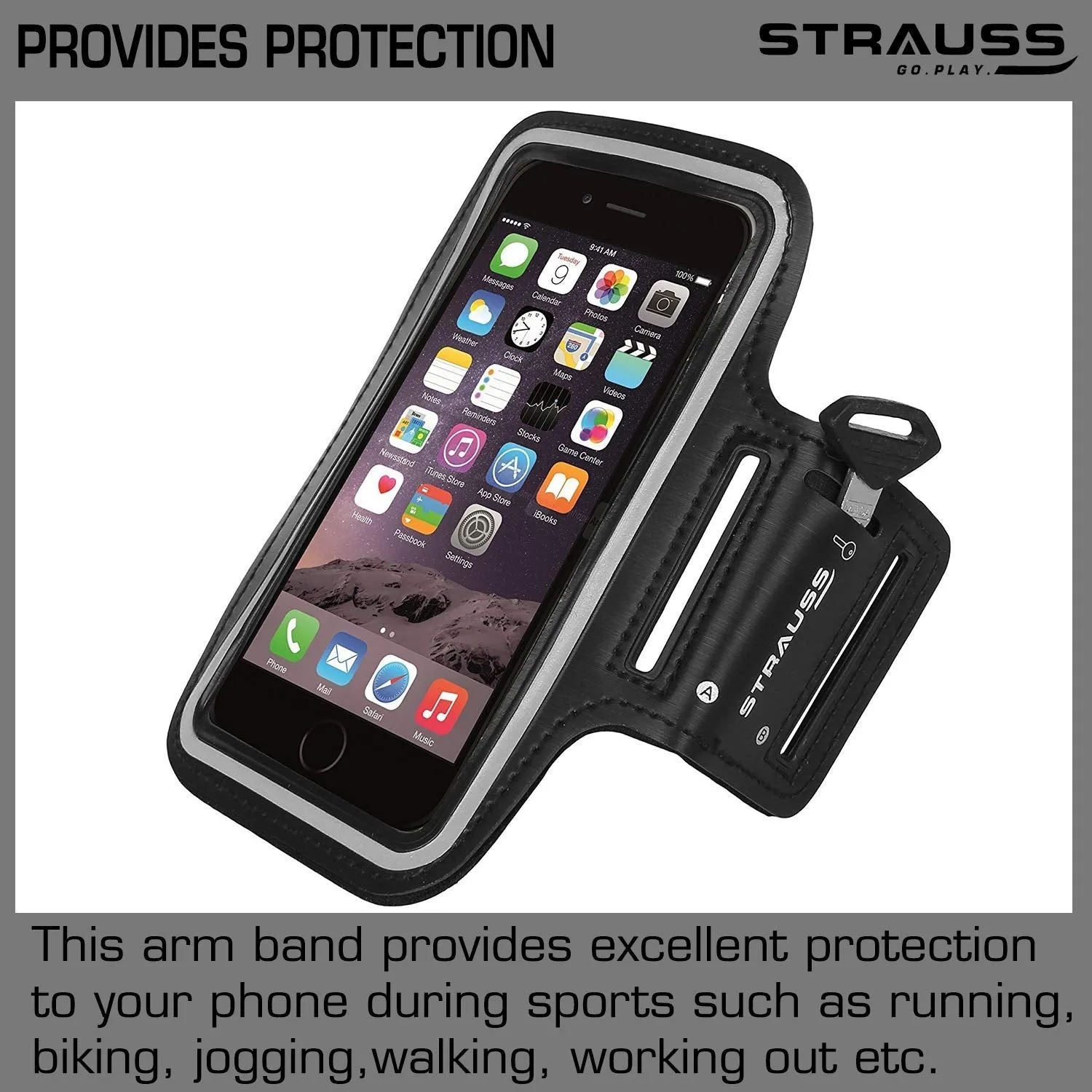 Strauss Sports Mobile Arm Band, (Black)