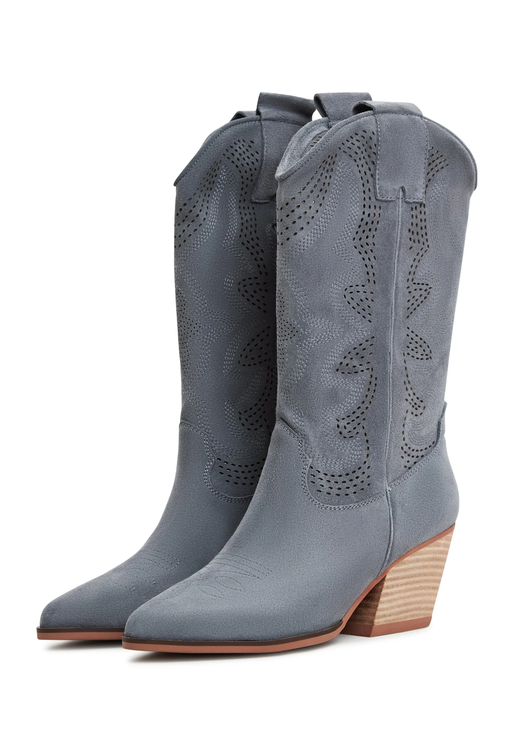 Suede Cowboy Boots Mariana - Grey