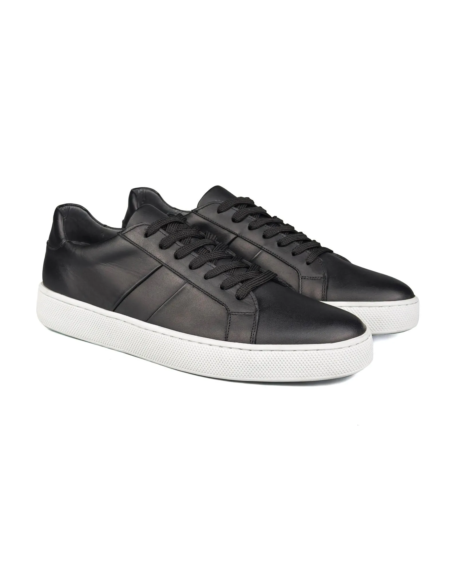 T-Fazer-Y Black Genuine Leather White Sole Men's Sports (Sneaker) Shoes