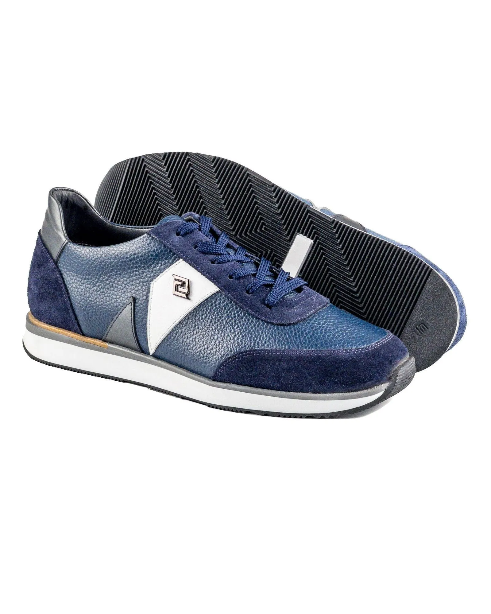 T-Forza Navy Blue Suede Navy Blue Genuine Leather Men's Sports Sneaker Shoes