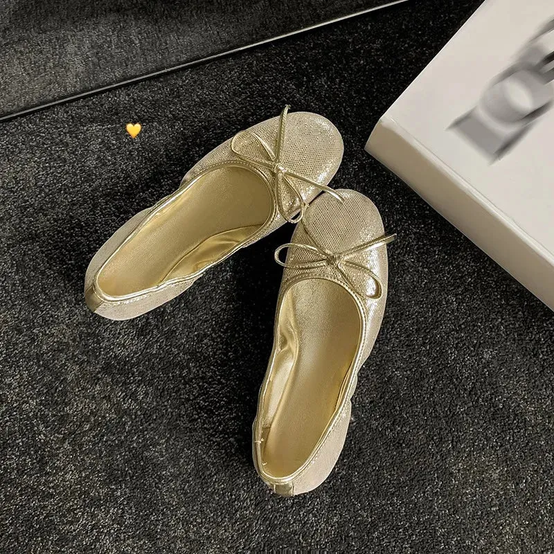 TAVIMART  -  Woman Flats Satin Basic Style Round Toe Ballet Shoes Slip On Woman Soft Flats Spring Autumn Daily Bowtie Loafers