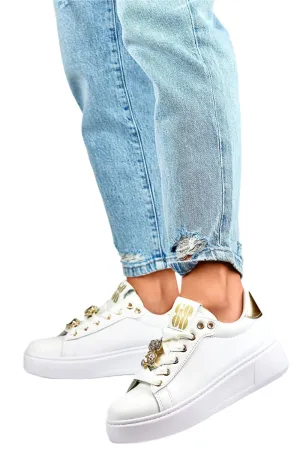 TEEK - White GOOD Gold Decor Sneakers