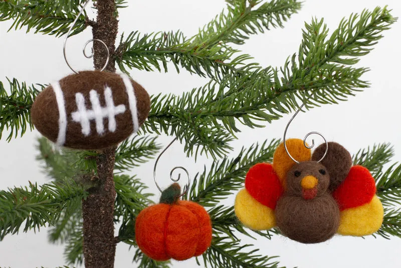 Thanksgiving Fall Ornament Set- Turkey, Football, Pumpkin