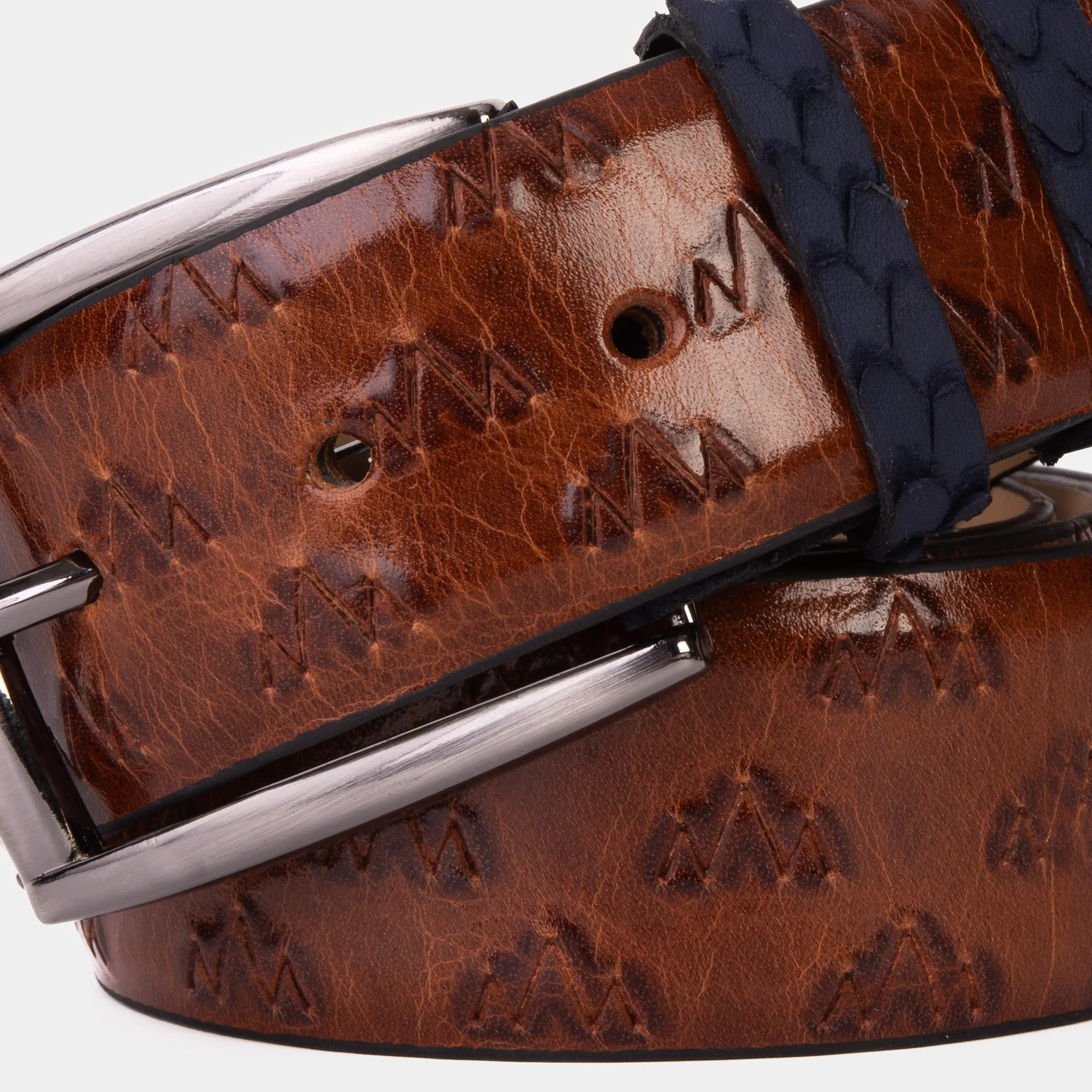 The Caesars Tan & Navy Leather Belt