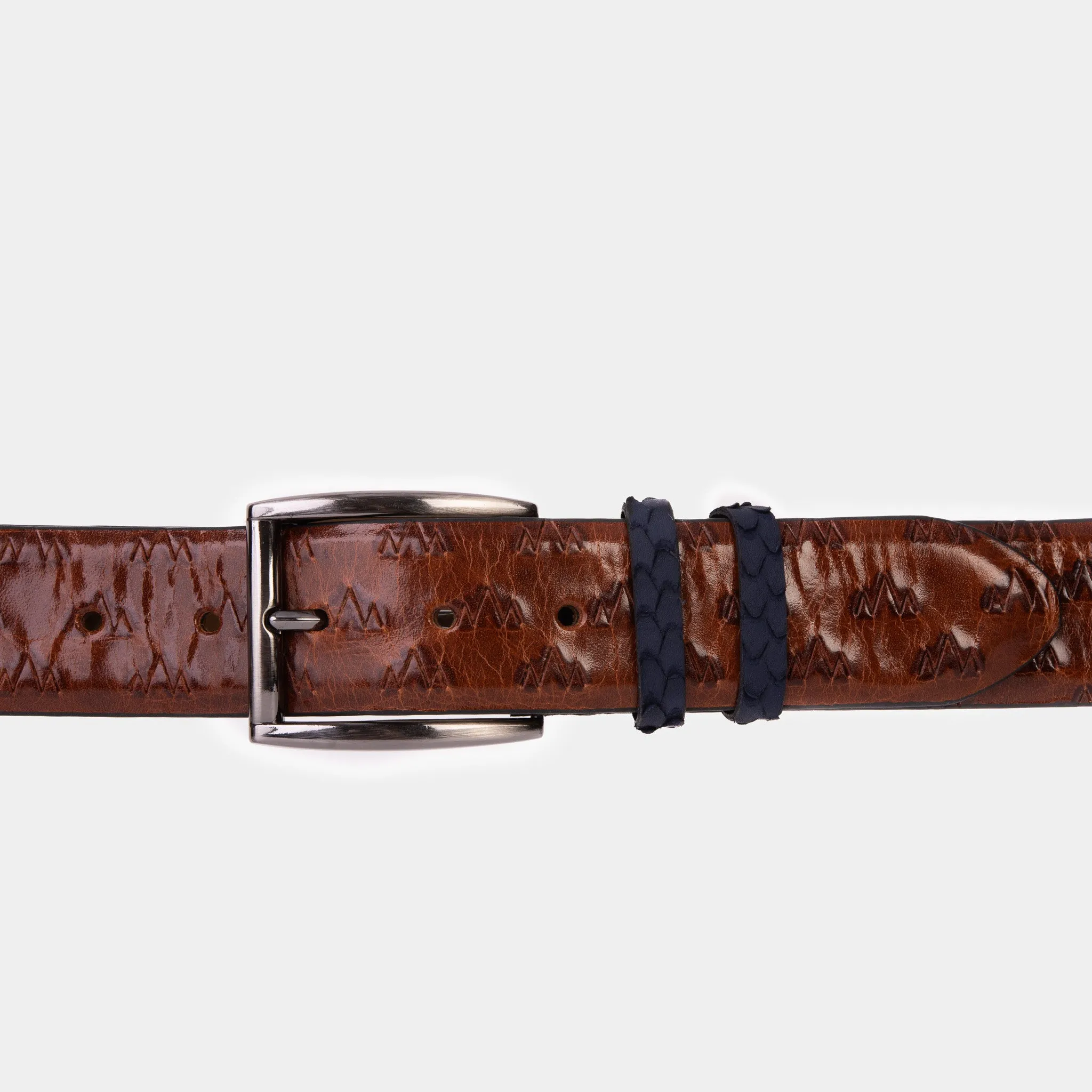 The Caesars Tan & Navy Leather Belt