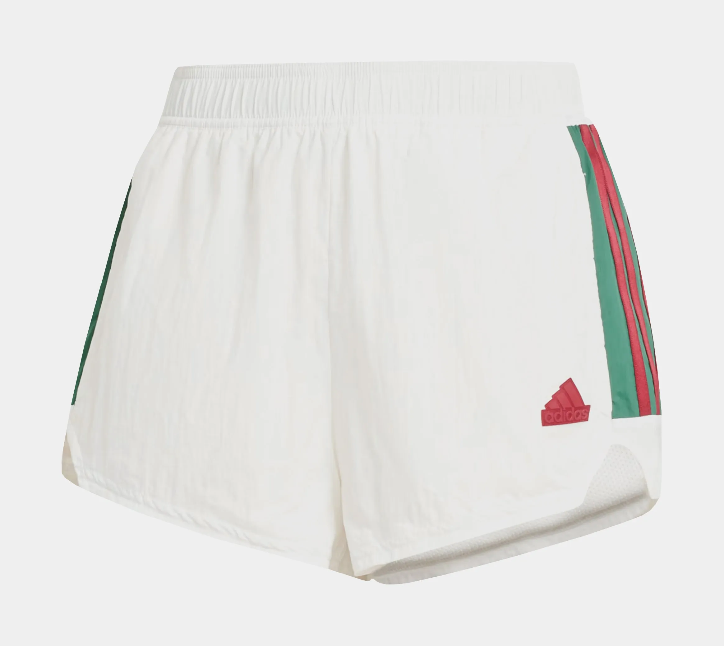 Tiro Cut 3 Stripes Woven Womens Shorts (White/Green)