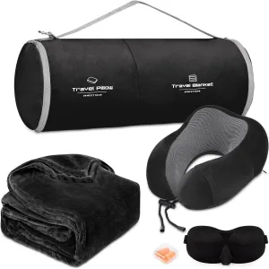 Travel Pillow and Blanket Set Neck Pillows Travel Essentials