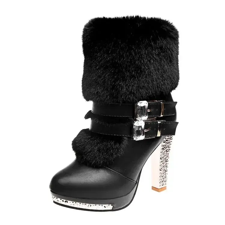 Trendy Waterproof Platform Rhinestones Boots