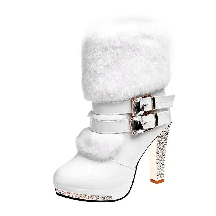 Trendy Waterproof Platform Rhinestones Boots