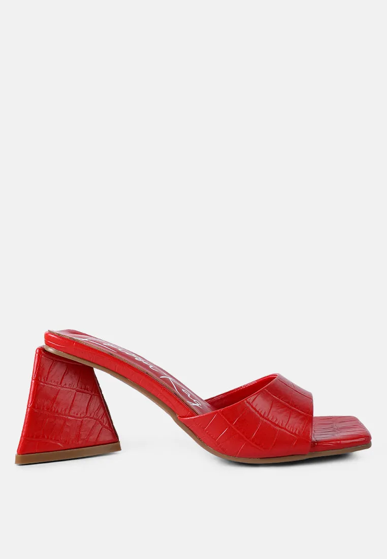 Trinity Croc Pattern Triangle Heel Sandals